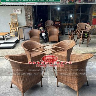 Bàn ghế cafe cao cấp nhựa giả Mây ngoài trời giá rẻ