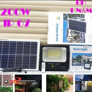 ĐÈN PHA NĂNG LƯỢNG MẶT TRỜI 200W IP66 ( 2 MIẾNG ) CÓ REMOTE , TẤM NĂNG LƯỢNG