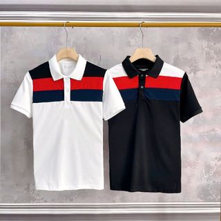 02 áo thun nam cổ bẻ,chất liệu poli cá sấu