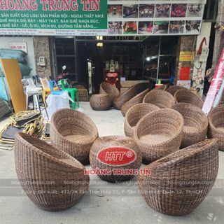 Bộ bàn ghế ăn 10 ghế 1 bàn. Nhựa giả Mây theo yêu cầu