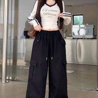 Quần Túi Hộp Nữ Rút Chất Kaki Rũ Đanh Mịn Ống Rộng giá sỉ - giá bán buôn