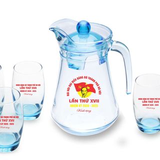 BỘ BÌNH LY THỦY TINH IN LOGO THEO YÊU CẦU giá sỉ