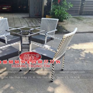 Bàn ghế cafe cao cấp nhựa giả Mây hàng thiết kế