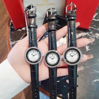 ĐỒNG HỒ NỮ THỜI TRANG ROZAL DÂY DA ĐEN TRÁNG GƯƠNG