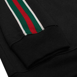 Bomber Logo Thêu Nổi Ở Ngực Phối Sọc Viền Vai Xanh Đỏ, Thời Trang Unisex, Vải Nỉ Chân Cua Dày Mịn 100%