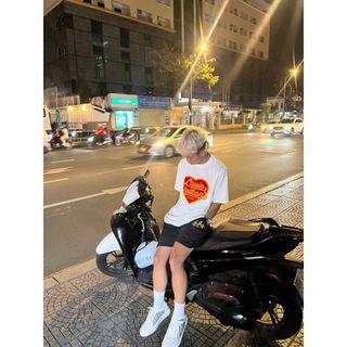 Áo Thun Lờ Vê Heart Thêu Xù Made Crewneck - Áo Thun Nam Nữ Unisex, Chất Vải Cotton Dày Mịn
