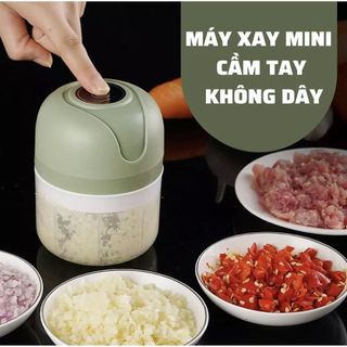 Máy Xay Tỏi Sạc Điện Màu Xanh