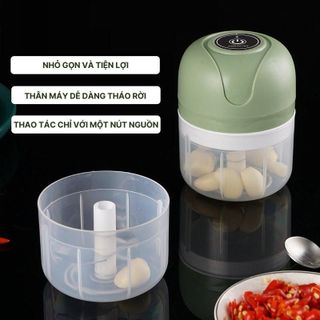 MÁY XAY TỎI SẠC ĐIỆN MÀU XANH