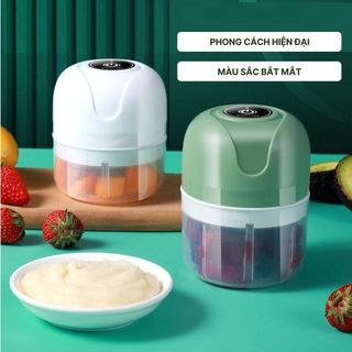 Máy Xay Tỏi Sạc Điện Màu Xanh