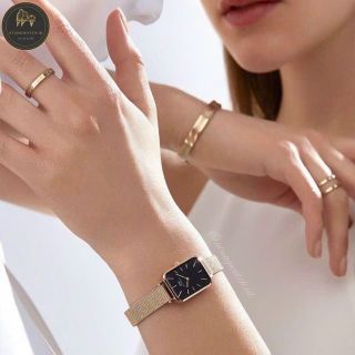 ĐỒNG HỒ NỮ CAO CẤP DANIEL W QUARDO DÂY DA MẶT CHỮ NHẬT