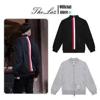 Bomber ThomeBrown RWB Phối Sọc Sau Lưng Áo Thời Trang Unisex, Vải Chân Cua Dày Mịn