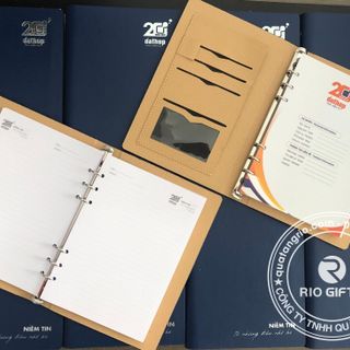 Sổ Tay Bìa Còng Da Simili Phối Da PU Màu Sắc theo Phong Thủy in logo và tên