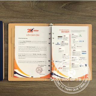 Sổ Tay Bìa Còng Da Simili Phối Da PU Màu Sắc theo Phong Thủy in logo và tên