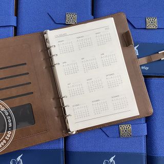 Sổ Tay Bìa Còng Da Simili Phối Da PU Màu Sắc theo Phong Thủy in logo và tên