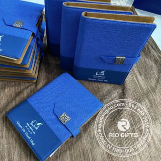 Sổ Tay Bìa Còng Da Simili Phối Da PU Màu Sắc theo Phong Thủy in logo và tên