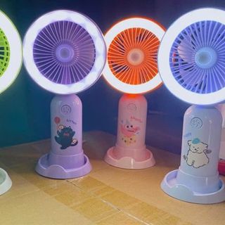 Quạt Tích Điện Cầm Tay Có Đèn Hình Thú (Thùng 100 Cái)
