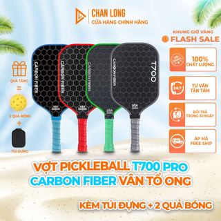 Vợt Pickleball T700 Pro Carbon Fiber- Họa Tiết Tổ Ong-Mặt Nhám Siêu Nhẹ-Chất Liệu Sợi Thủy Tinh Cao Câp Bền Bỉ giá sỉ