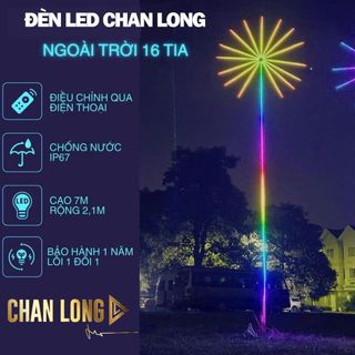 [KHUNG INOX] Đèn LED Pháo Hoa Chong Chóng 12TIA-16TIA-18TIA-24TIA ngoài trời 2025 - cao 7m, đường kính 2.1m, kèm khung