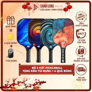 Bộ 2 Vợt Chơi Bóng Pickleball Siêu Nhẹ Và Chuyên Nghiệp Bền Đẹp Chắc Tay, Tặng Kèm Túi Đựng 4 Quả Bóng | CHANLONG