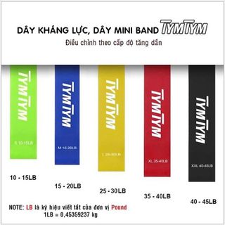 Sét 05 dây kháng lực Tym Tym chuyên tập gym, yoga; 05 mầu độ đàn hồi tăng theo cường độ tập. Bền đẹp chuẩn dáng cho chị em.