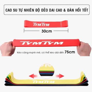 Sét 05 dây kháng lực Tym Tym chuyên tập gym, yoga; 05 mầu độ đàn hồi tăng theo cường độ tập. Bền đẹp chuẩn dáng cho chị em.