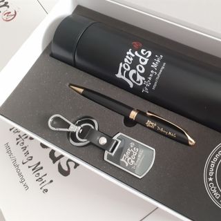 Bộ Quà Tặng Pin Sạc Xiaomxi Bình Giữ Nhiệt+USB+Bút+Hộp đựng in logo Thaian Safety