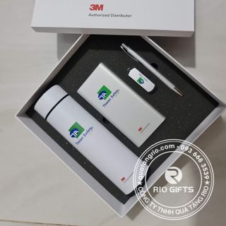 Bộ Quà Tặng Pin Sạc Xiaomxi Bình Giữ Nhiệt+USB+Bút+Hộp đựng in logo Thaian Safety