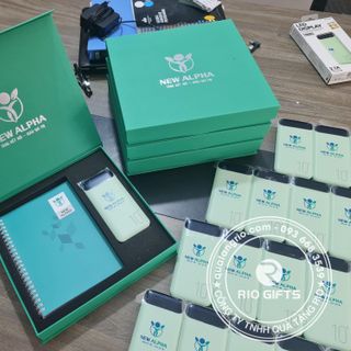 Bộ Quà Tặng Pin Sạc Xiaomxi Bình Giữ Nhiệt+USB+Bút+Hộp đựng in logo Thaian Safety