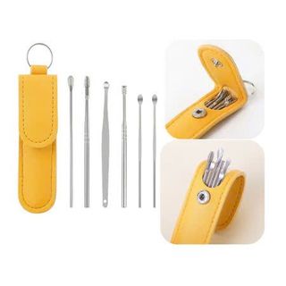 Bộ Lấy Ráy Tai 6 Món Tiện Lợi Kèm Túi Móc Chìa Khóa Bằng Da