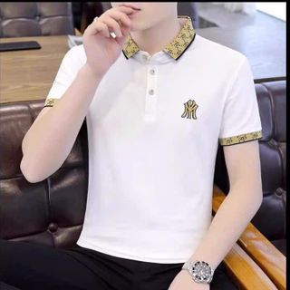 ÁO POLO NAM THÊU CỔ DỆT MÀU TRẮNG CAO CẤP