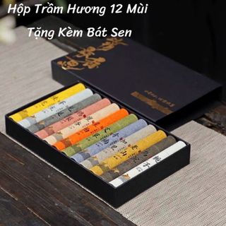 Nhang Trầm Hương, nhang trầm tự nhiên hương thơm dịu nhẹ 12 mùi kèm đế hoa sen