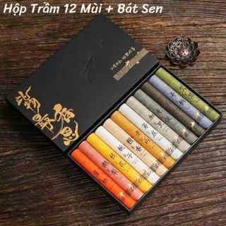 Nhang Trầm Hương, nhang trầm tự nhiên hương thơm dịu nhẹ 12 mùi kèm đế hoa sen