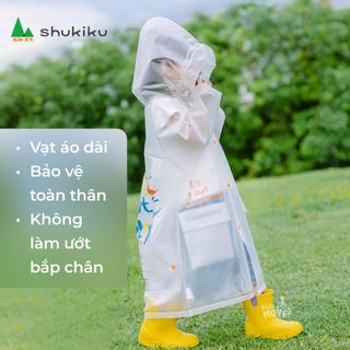 ÁO MƯA TRẺ EM DÁNG DÀI TRONG SUỐT CÓ NGĂN BALO