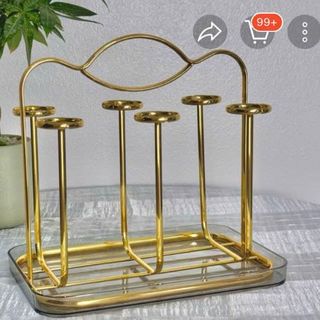 Gía Úp 6 Cốc Kèm Khay Nhựa Hứng Nước Để Bàn Sang Trọng, Tinh Tế- DS 19185D -  ÚP CỐC (36c/thùng)