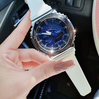 ĐỒNG HỒ NAM NỮ CAO CẤP GSHOC MẶT BÁT GIÁC TRẮNG NIỀNG THÉP FULLBOX
