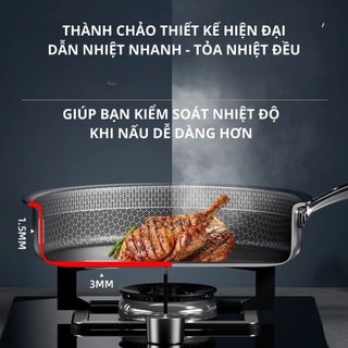 CHẢO CHỐNG DÍNH TỔ ONG 28CM ĐÁY BẰNG