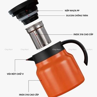 BÌNH TRÀ GIỮ NHIỆT CÓ LÕI LỌC 1000ML HỌA TIẾT