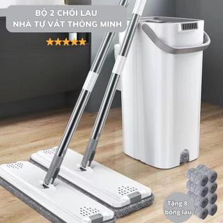 BỘ CÂY LAU NHÀ TỰ VẮT THÔNG MINH 2IN1