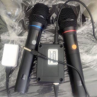 Micro không dây loa kéo UHF dùng Pin XÁM KIỂU MỚI 2 Micro chống hú K8S cho amly