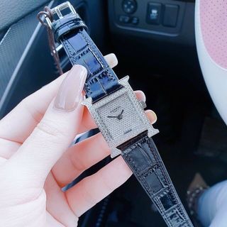 ĐỒNG HỒ NỮ CAO CẤP HERMEC DÂY DA MẶT ĐÍNH FULL XOÀN