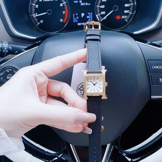 ĐỒNG HỒ NỮ CAO CẤP HERMEC DÂY DA MẶT TIA NIỀNG ĐÁ VÀNG