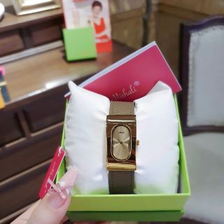ĐỒNG HỒ NỮ CHÍNH HÃNG MISHALI DÂY DA MẶT CHỮ NHẬT FROM DÀI ÔM