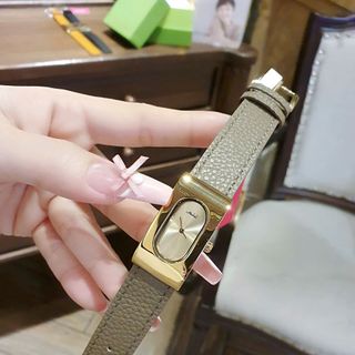 ĐỒNG HỒ NỮ CHÍNH HÃNG MISHALI DÂY DA MẶT CHỮ NHẬT FROM DÀI ÔM