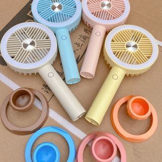 Quạt Tích Điện Mini Cầm Tay Có Vòng Đèn Led Gấp Gọn Được
