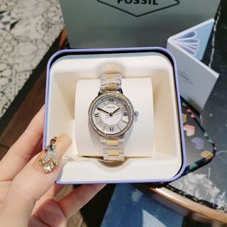 SALE ĐỒNG HỒ NỮ CAO CẤP FOSIL VIRGINIA MẶT TRÒN MINI VIỀN HỘT