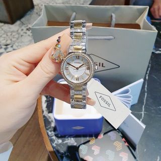 SALE ĐỒNG HỒ NỮ CAO CẤP FOSIL VIRGINIA MẶT TRÒN MINI VIỀN HỘT
