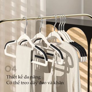 Bộ 10 Móc Treo Quần Áo Chống Trượt Xoay 360 Độ, Móc Nhựa Dẻo Cao Cấp Chịu Tải Trọng Cao - Huy Tưởng