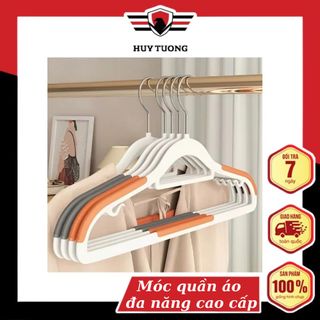 Bộ 10 Móc Treo Quần Áo Chống Trượt Xoay 360 Độ, Móc Nhựa Dẻo Cao Cấp Chịu Tải Trọng Cao - Huy Tưởng