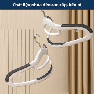 Bộ 10 Móc Treo Quần Áo Chống Trượt Xoay 360 Độ, Móc Nhựa Dẻo Cao Cấp Chịu Tải Trọng Cao - Huy Tưởng