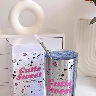 Bình/Ly Giữ Nhiệt Cutie INOX 304 Dung Tích 600ml Cao Cấp Không Gỉ Tặng Kèm Ống Hút